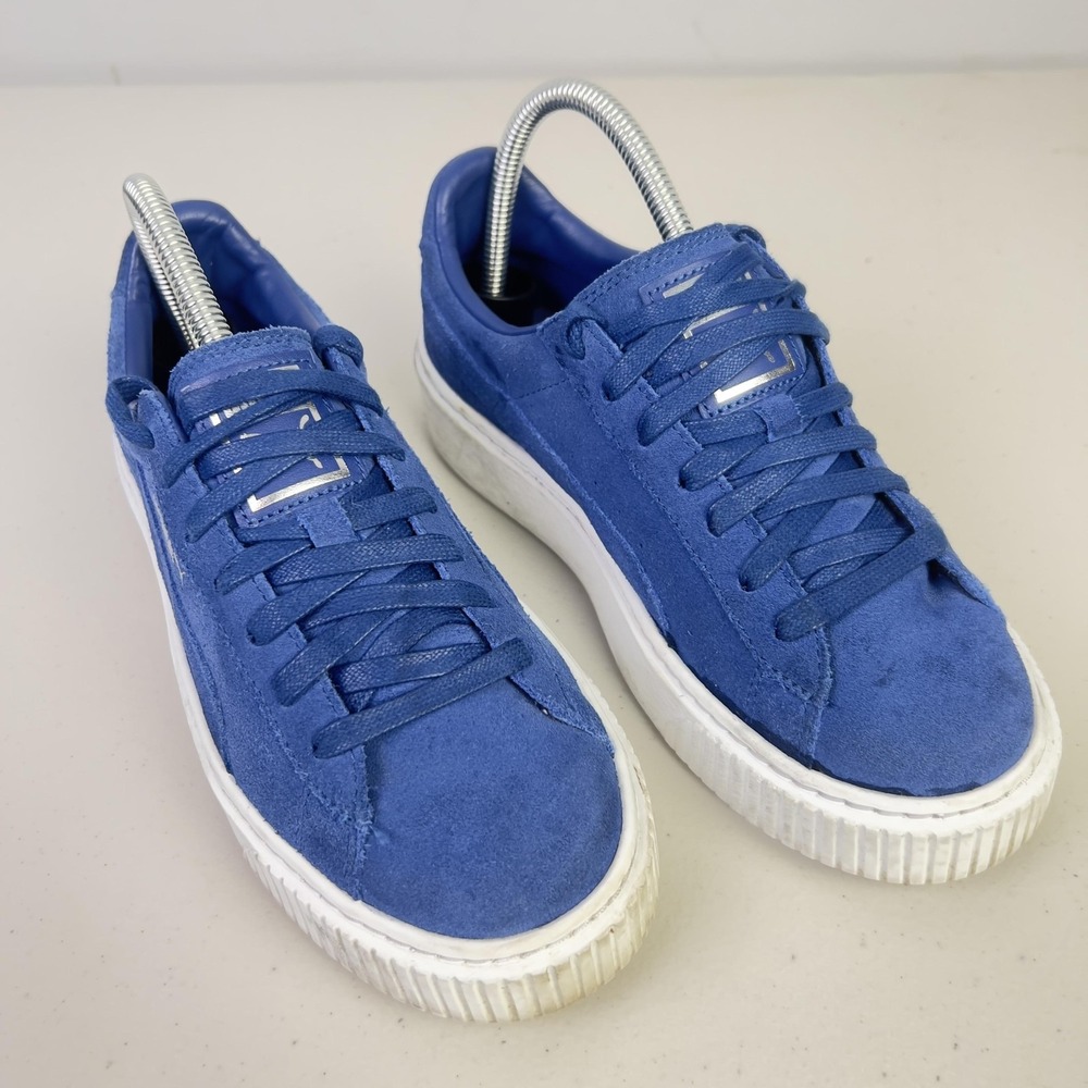 Puma Shoes Womens Size 7.5 Blue Suede Platform Casual Sneakers 362223-02